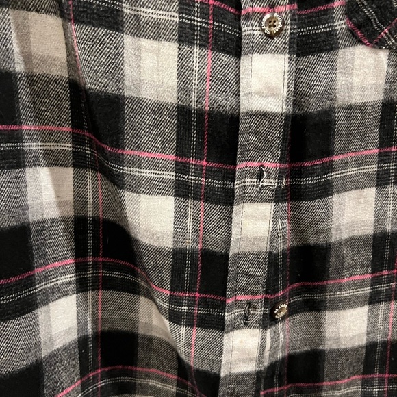 Stillwater Supply Co. long sleeve button-down plaid flannel black pink women’s M - Picture 6 of 8